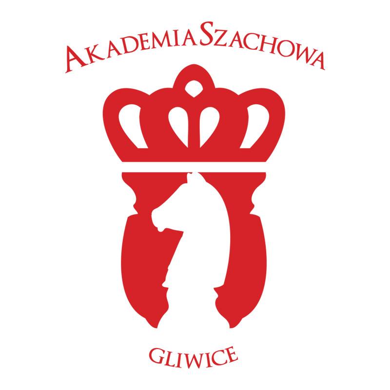 Logo z koroną i koniem szachowym oraz napisem akademia szachowa gliwice, Akademia Szachowa Gliwice