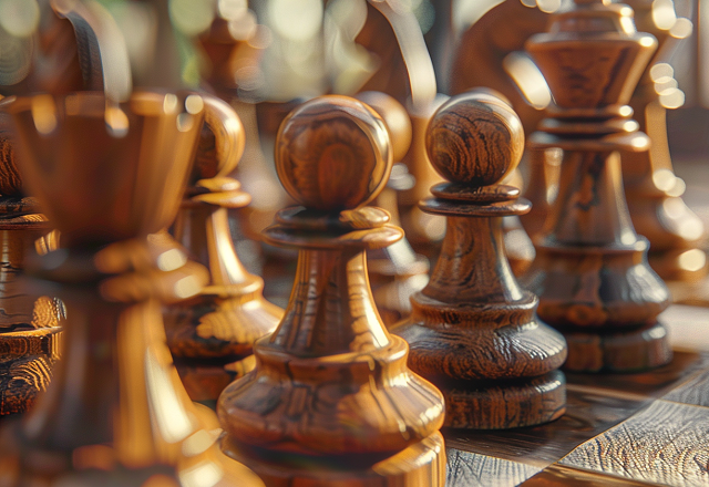 tradycyjne drewniiane szachy na szachownicy